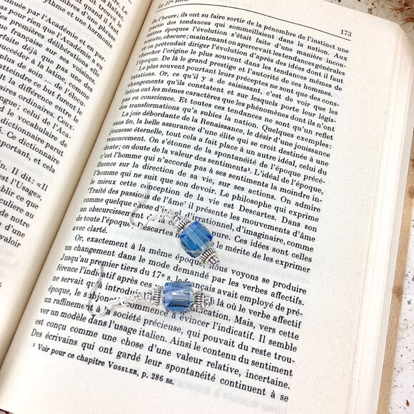 Blue Cube Glass Earrings NWT - Picture 2 of 3